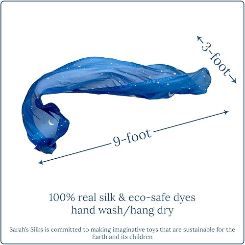 Miniatura 6 de Sarah's Silks Playsilk de noche estrellada gigante + 4 clips de madera para jugar