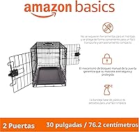 Vista 2 de Yaxa Basics Jaula para perros duradera y plegable de alambre de metal con bandeja, puerta doble, 30 x 19 x 21 pulgadas, color negro