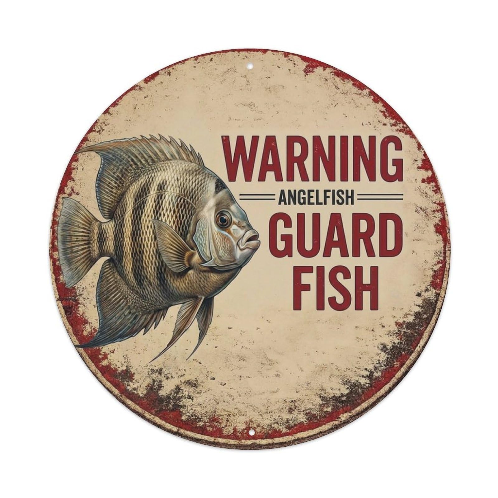 Tgrcjimh Style Metal Tin Sign Vintage Warning Angelfish