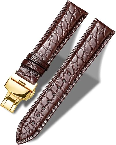 Moran - Correa con estampado de cocodrilo y de cuero vacuno, para reloj de pulsera de 18 mm a 24 mm, para mujer y hombre