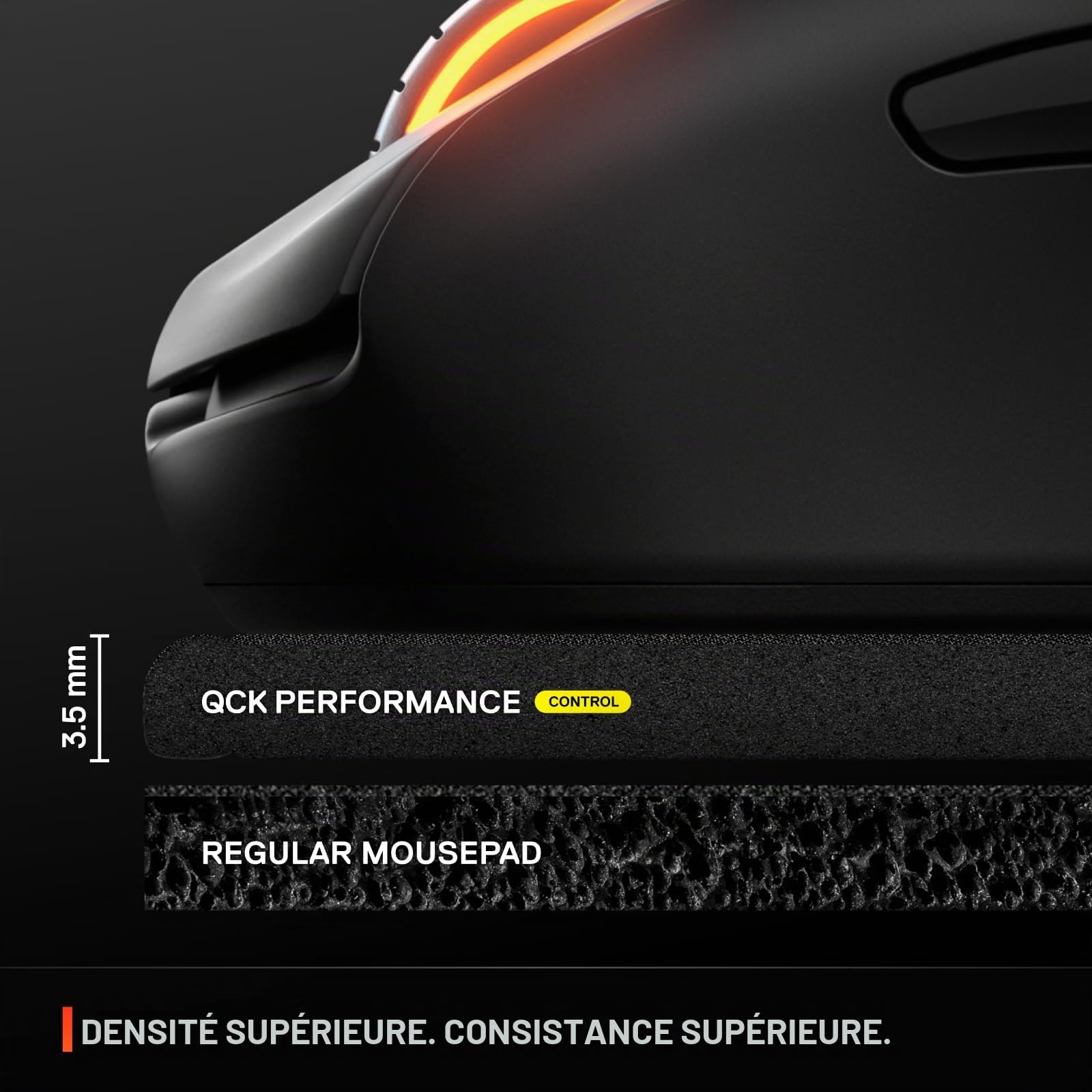 SteelSeries QcK L Performance Control Tapis de Souris de Jeu – Densité supplémentaire pour Une Glisse Fluide – Coutures discrètes – Base en Caoutchouc néoprène antidérapant – 42 x 49 cm – FPS, MOBAs,