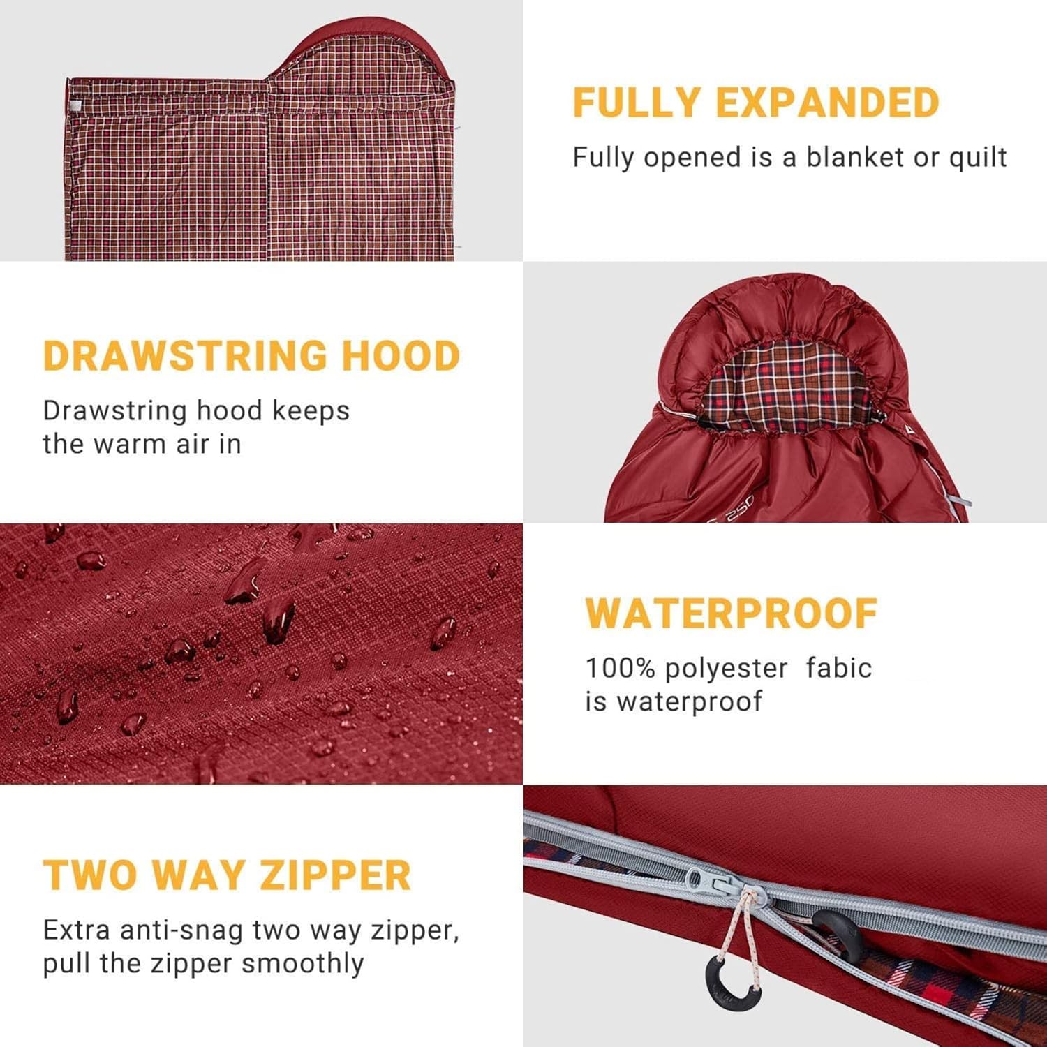 KingCamp Sleeping Bags, Big and Tall Flannel Sleeping Bag for Adults, Lightweight, Portable, Extra Wide Sleep Bag for Camping Backpacking Perfect for Cold and Warm Weather Outdoor Gear