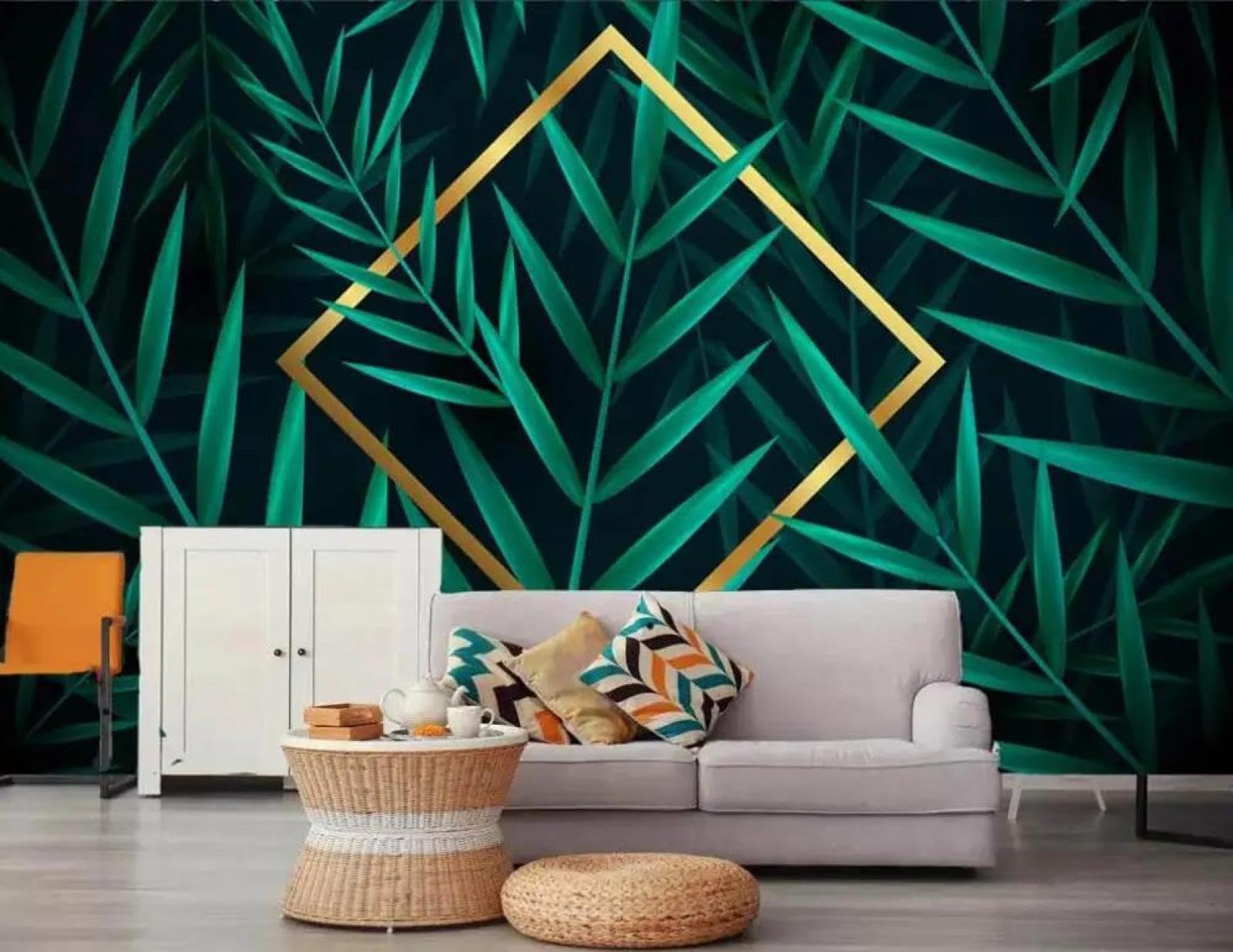 Papier peint feuilles vertes 3d en intissé mural pour une déco nature