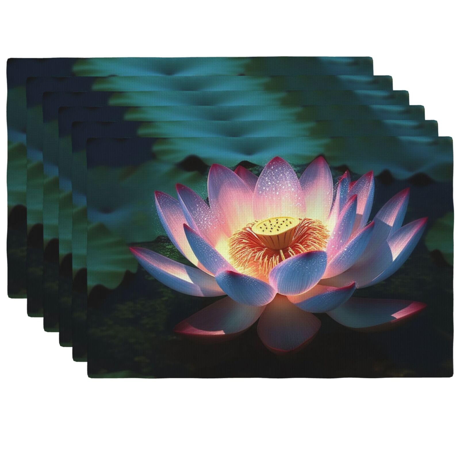 Set de table en lin synthétique de qualité supérieure lot de 6 lotus