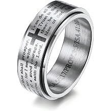 Spinner Rings For Women, Cross Engraved Self Motivation Relieve Fidget Anxiety Rotation Stainless Steel Jewelry Gift