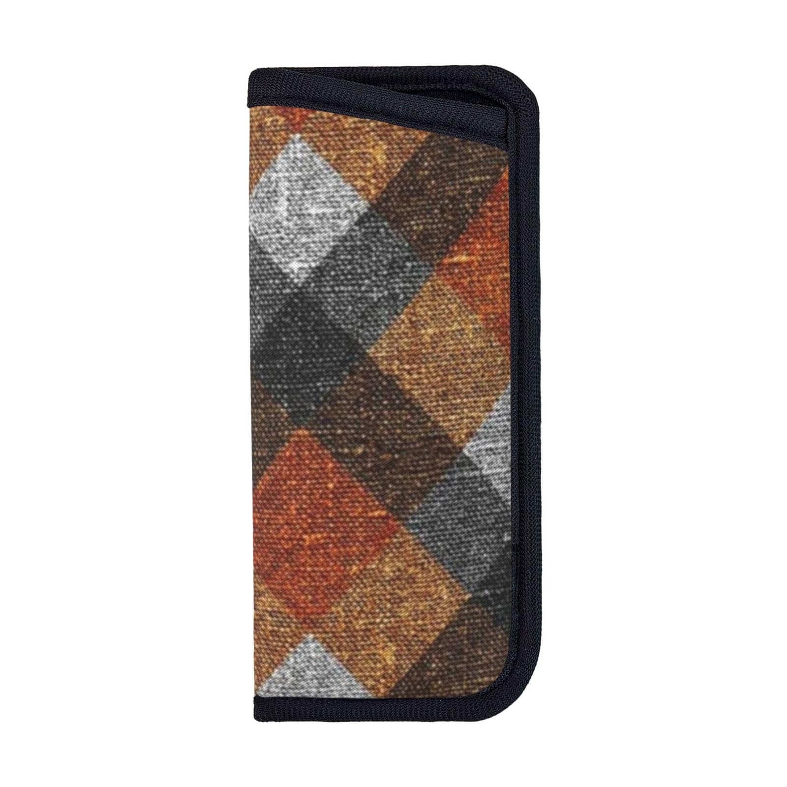 OFDWFFYM Fall Textured Plaid Orange Gold Grey Large Scale, Soft Eyeglasses Bag Anti-Scratch Spectacles Sleeve Portable Eyewear Case Neoprene Sunglasses Case