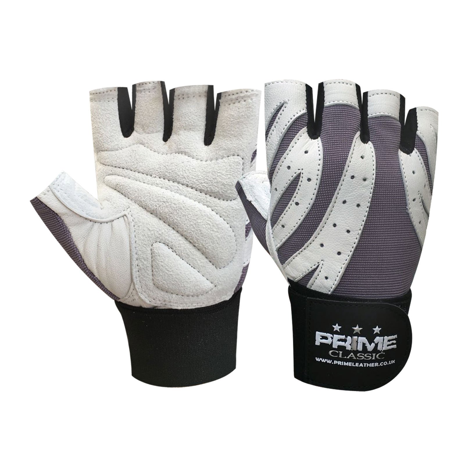 PSS Fingerless Gloves for Men and Women, Gym Training, Weight Lifting, Driving, Cycling, Workout, Breathable, Anti-Slip Grip, Fitness, Half Finger (White/Grey, M)