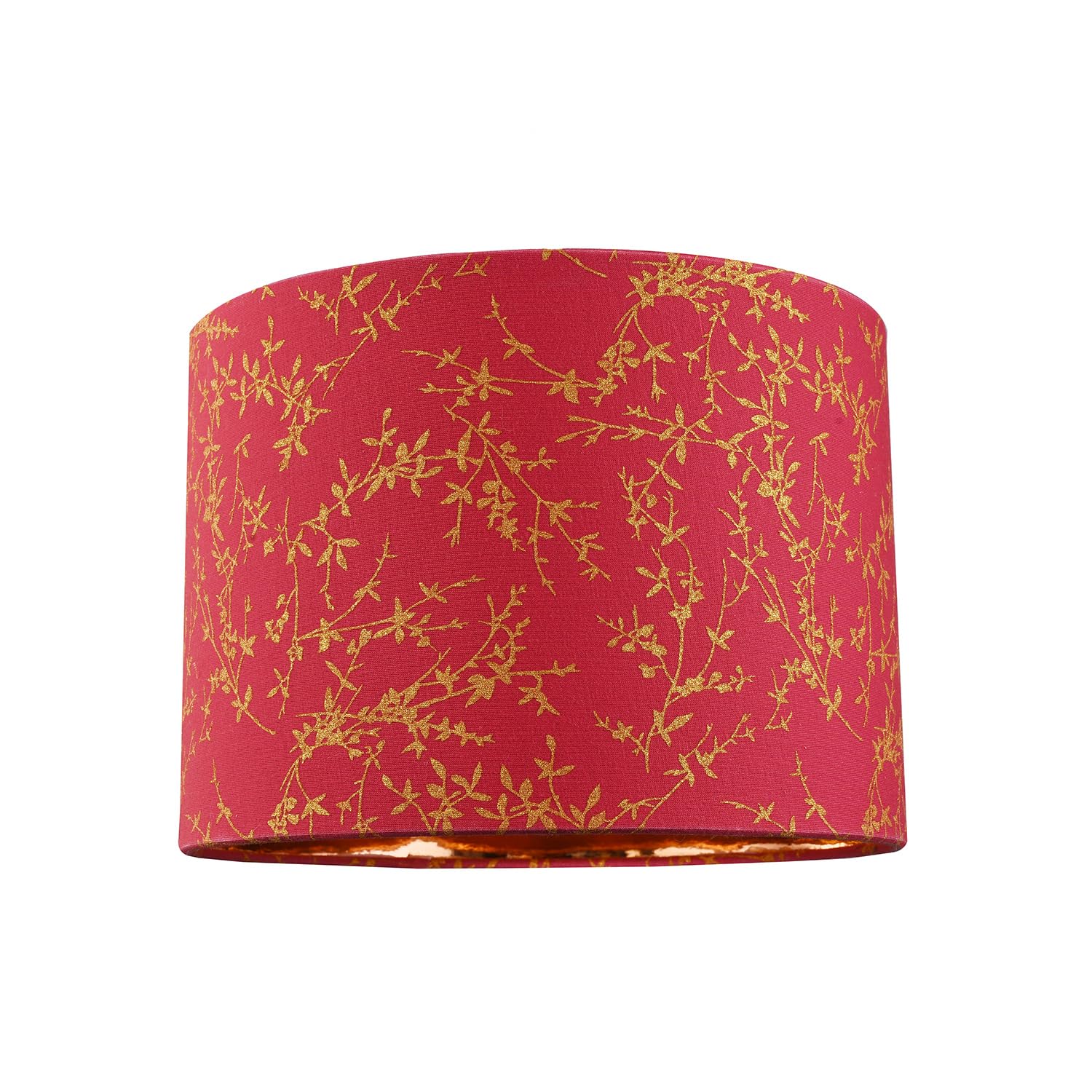 Rackhams Burgundy Modern Cotton Fabric 10" Lamp Shade With Copper Foil Floral Decoration