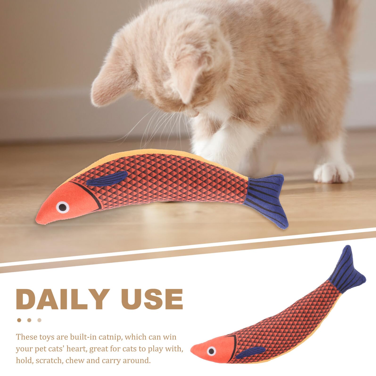 POPETPOP Jouet Chat Peluche Poisson Interactif Herbe à Chat Intégrée