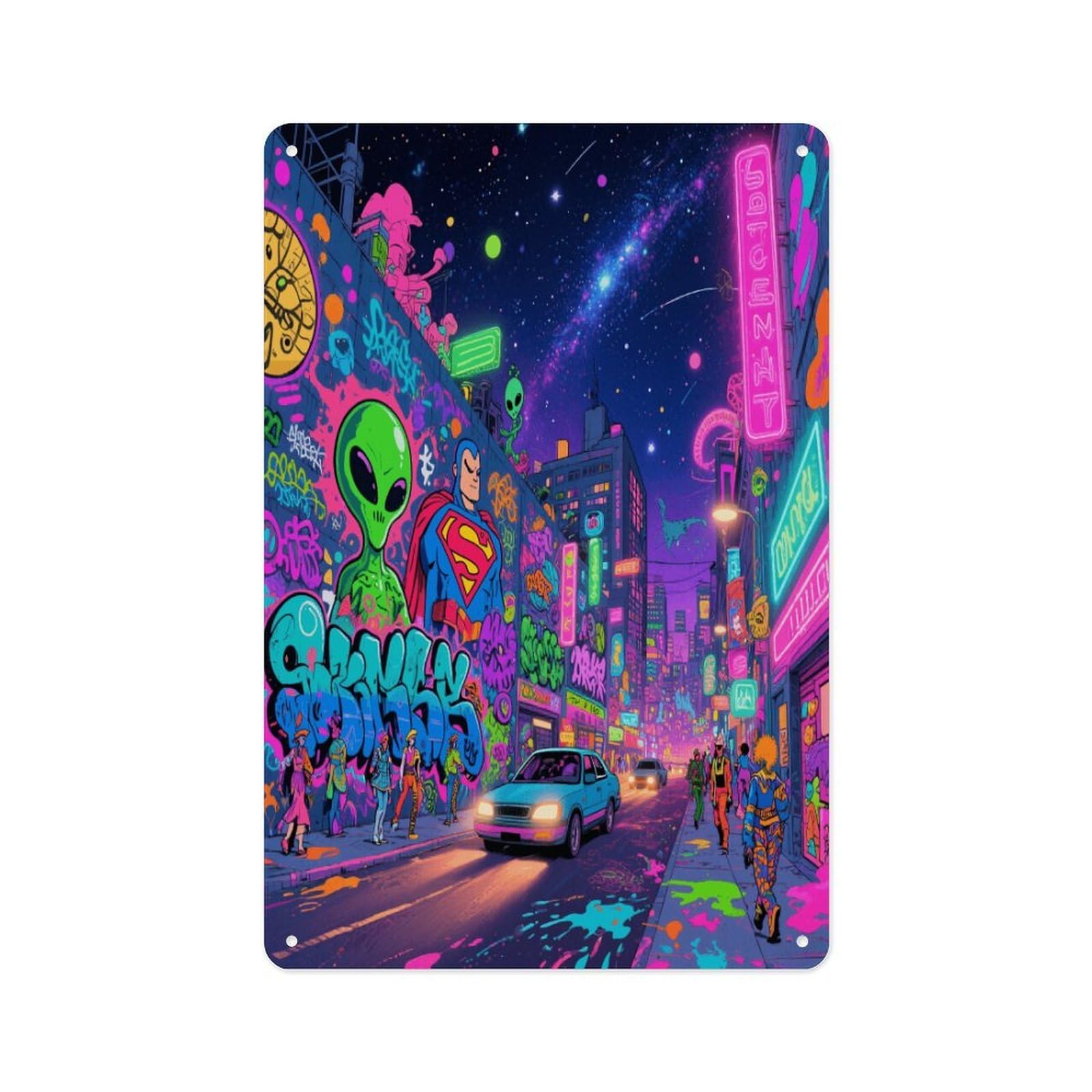 Fekiloot Style Graffiti City Wall Decor Metal Signs Tin Signs Poster