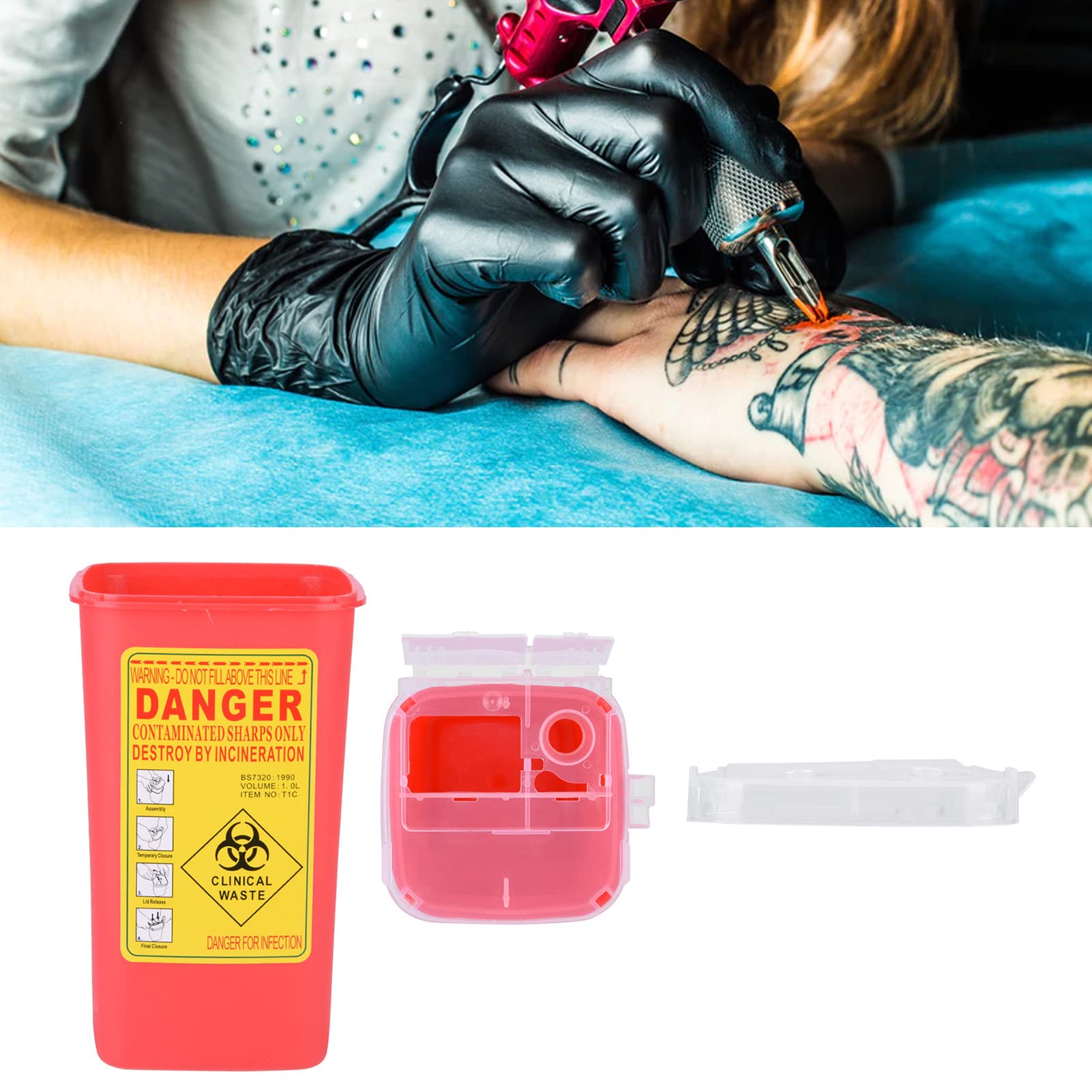 Contenitore per Oggetti Taglienti Plastica Medica 1L Rosso