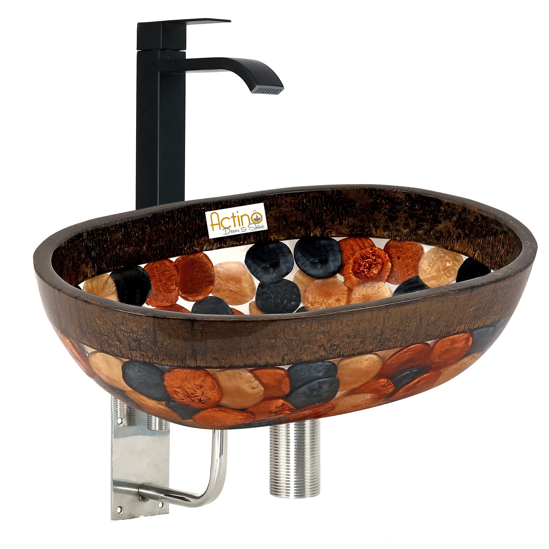 ACTINO DECOR & SHINE Resin Square Designer Wash Basin Countertop Tabletop For Living Room Hotel Lobby Bathroom Basins & Living Room/Vessel/Sink/Wash Basin Brown Multicolor_12 x 16 (B0BLSQ4YD5) Amazon Price History, Amazon Price Tracker