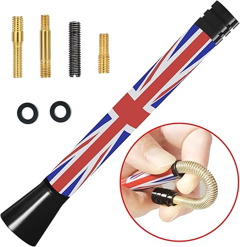 Miniatura 4 de Antena corta de bandera roja de 4 pulgadas para BMW Mini Cooper (2001-2022), mástil de repuesto de antena Mini Cooper