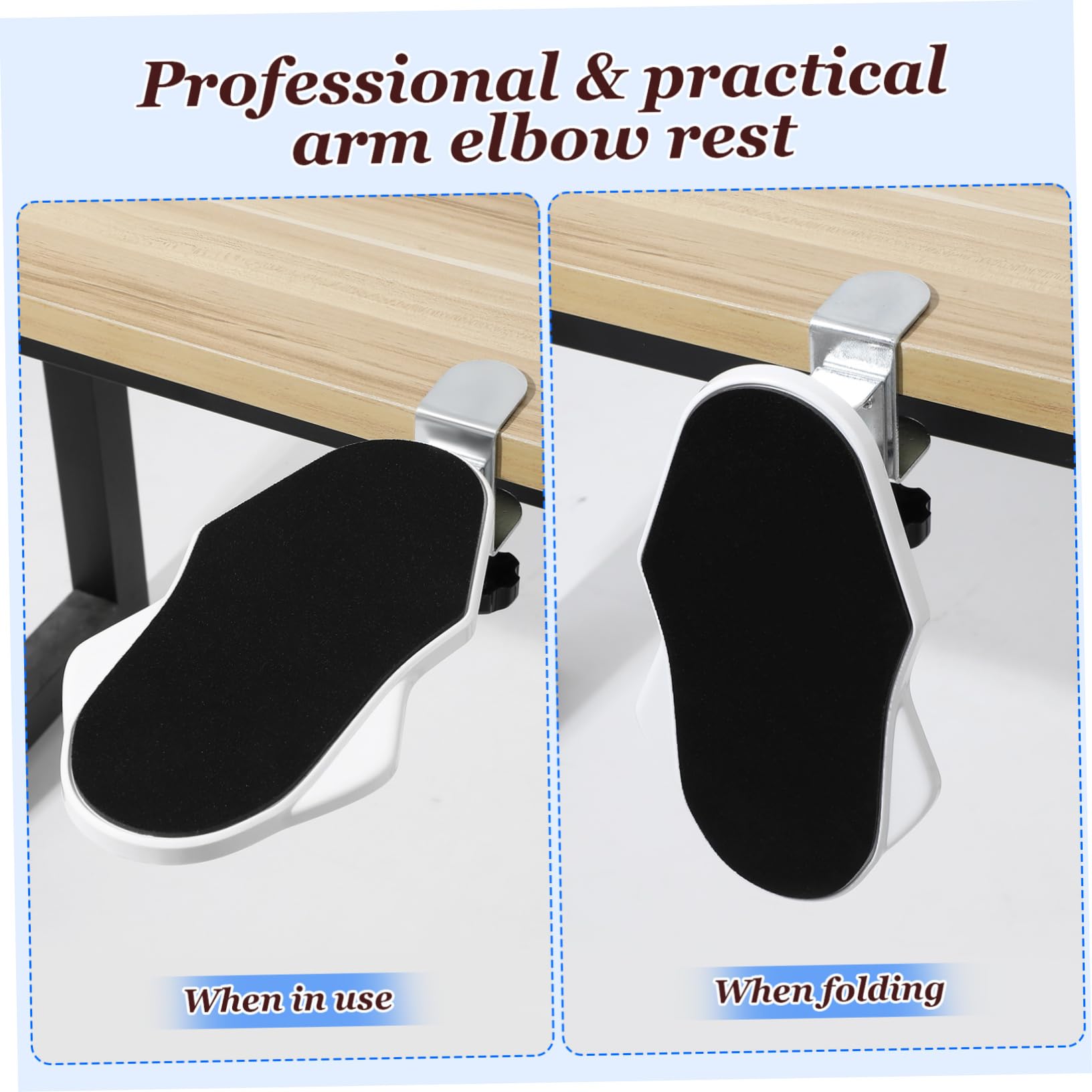 Poggiabraccio da Scrivania Pieghevole in Abs e Ferro Bianco | Uso Ergonomico per Postazioni e Setup Gaming, Design Ribaltabile, Supporto per Gomito Confortevole