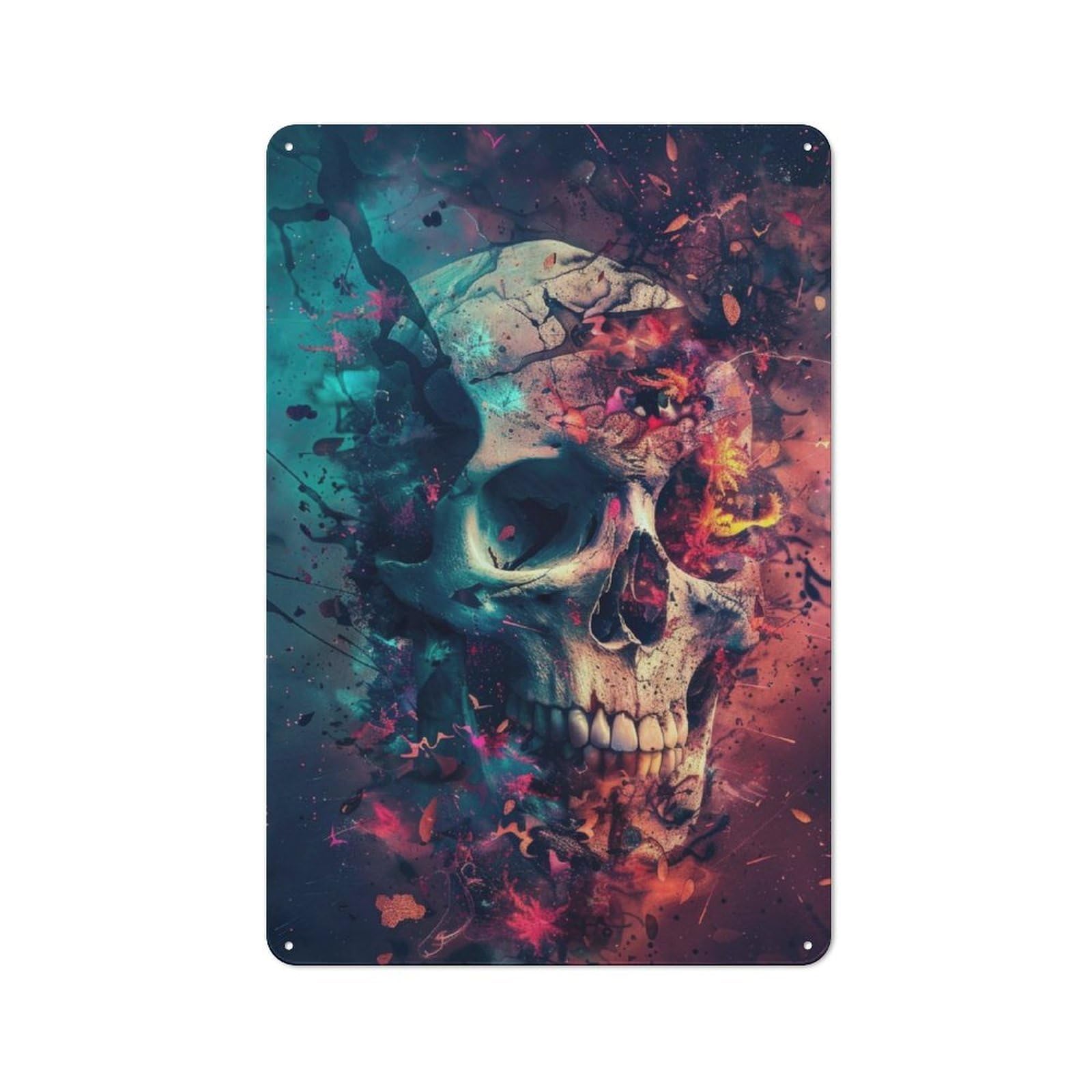Junmoney Skull Fantasy Vintage Tin Wall Plaque 30X20cm For Workshop Wall, A Decorative Christmas Gift For Makers And Diy Enthusiasts
