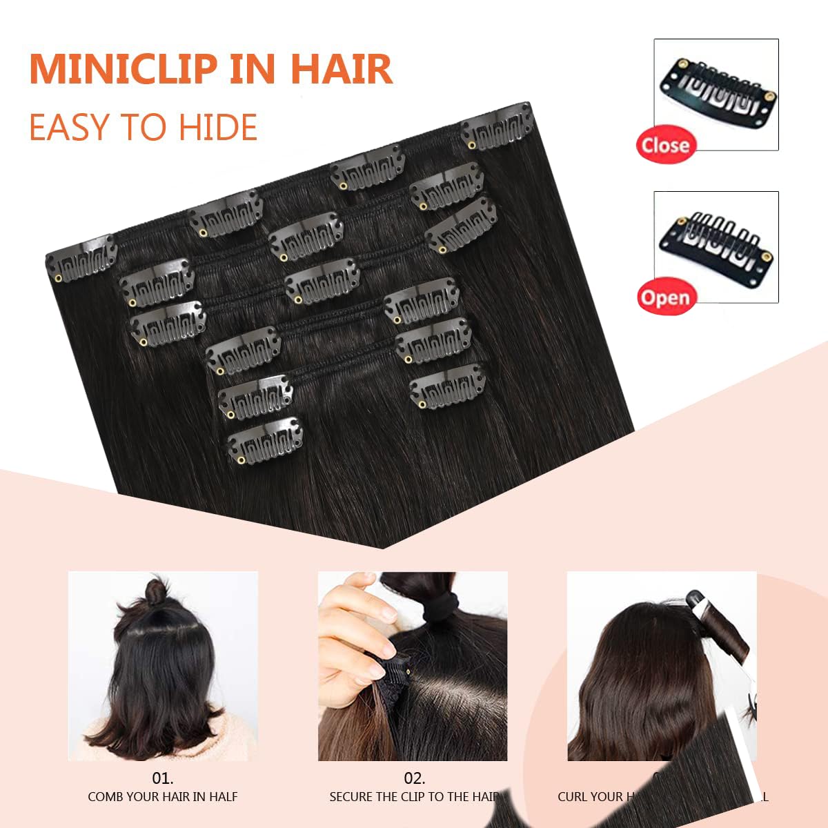 UGOTRAYS Dark Brown Clip in Hair Extensions Real Human Hair 70g 12 inches 100% Remy Human Hair Clip in Extensions Straight Double Weft for Full Head 7pcs 16clips One Pack #2 Brown Hair Extensions
