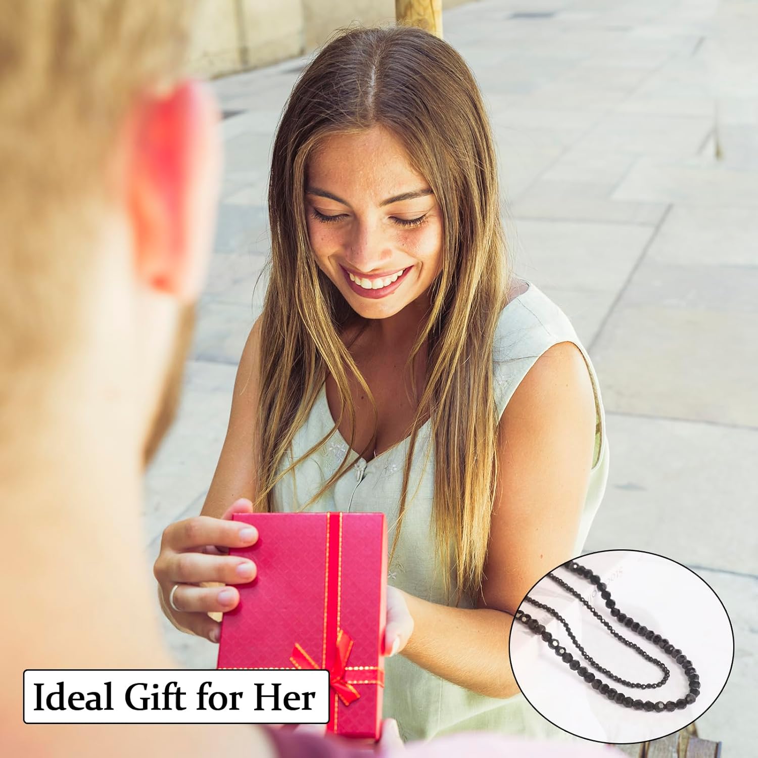 Black Tourmaline Choker Necklace for Women Layered Adjustable Goth Gothic Beaded Crystal Necklaces - Image 8