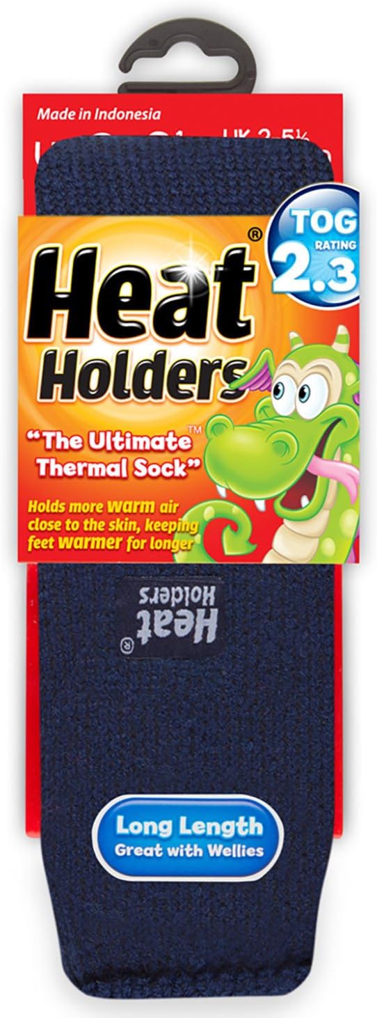 Heat Holders - Kids Winter Warm Thermal Socks (9.5-2, Navy)
