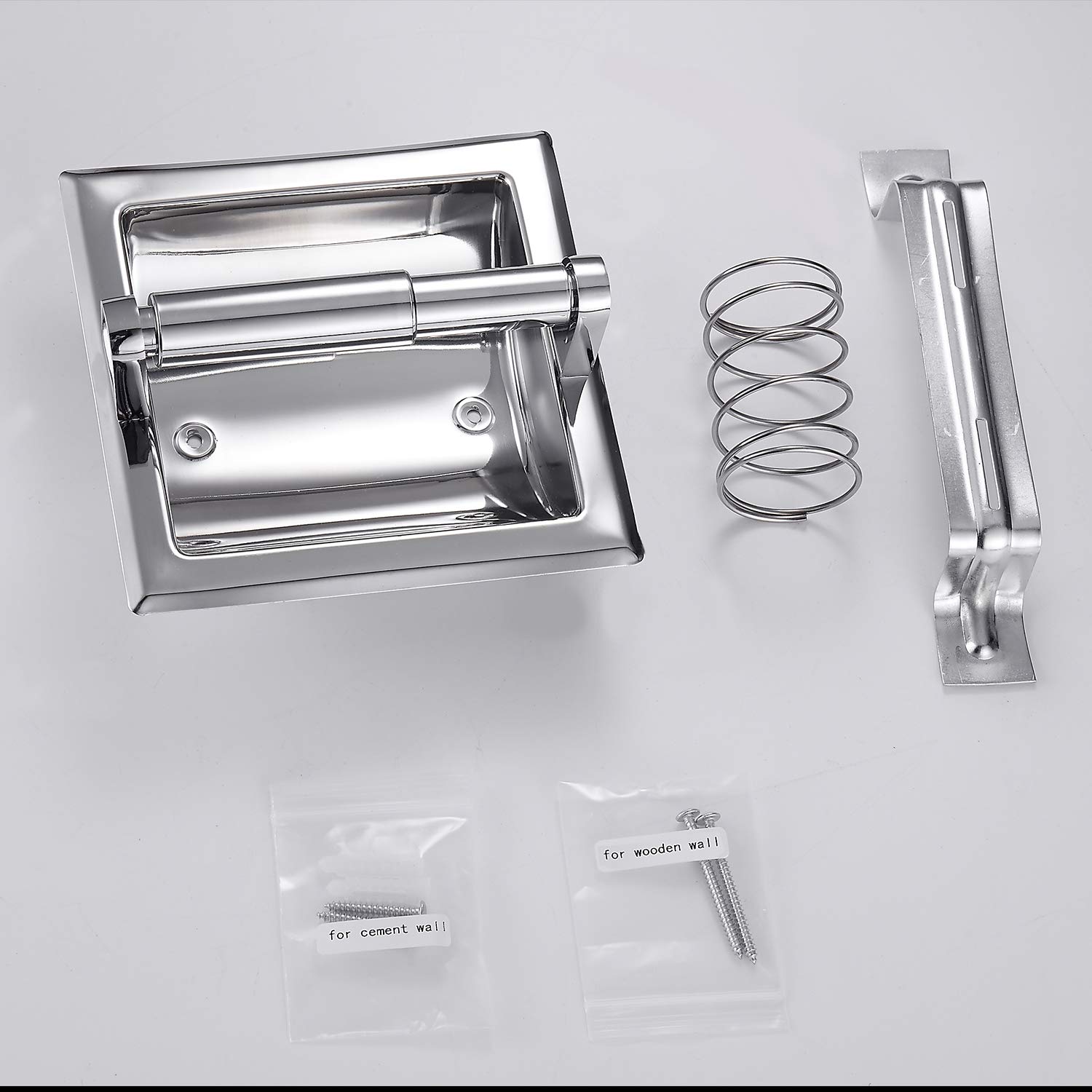 Smack, Portarrollos de papel higiénico empotrable en cromo pulido, soporte de pared para baño, incluye soporte de montaje trasero