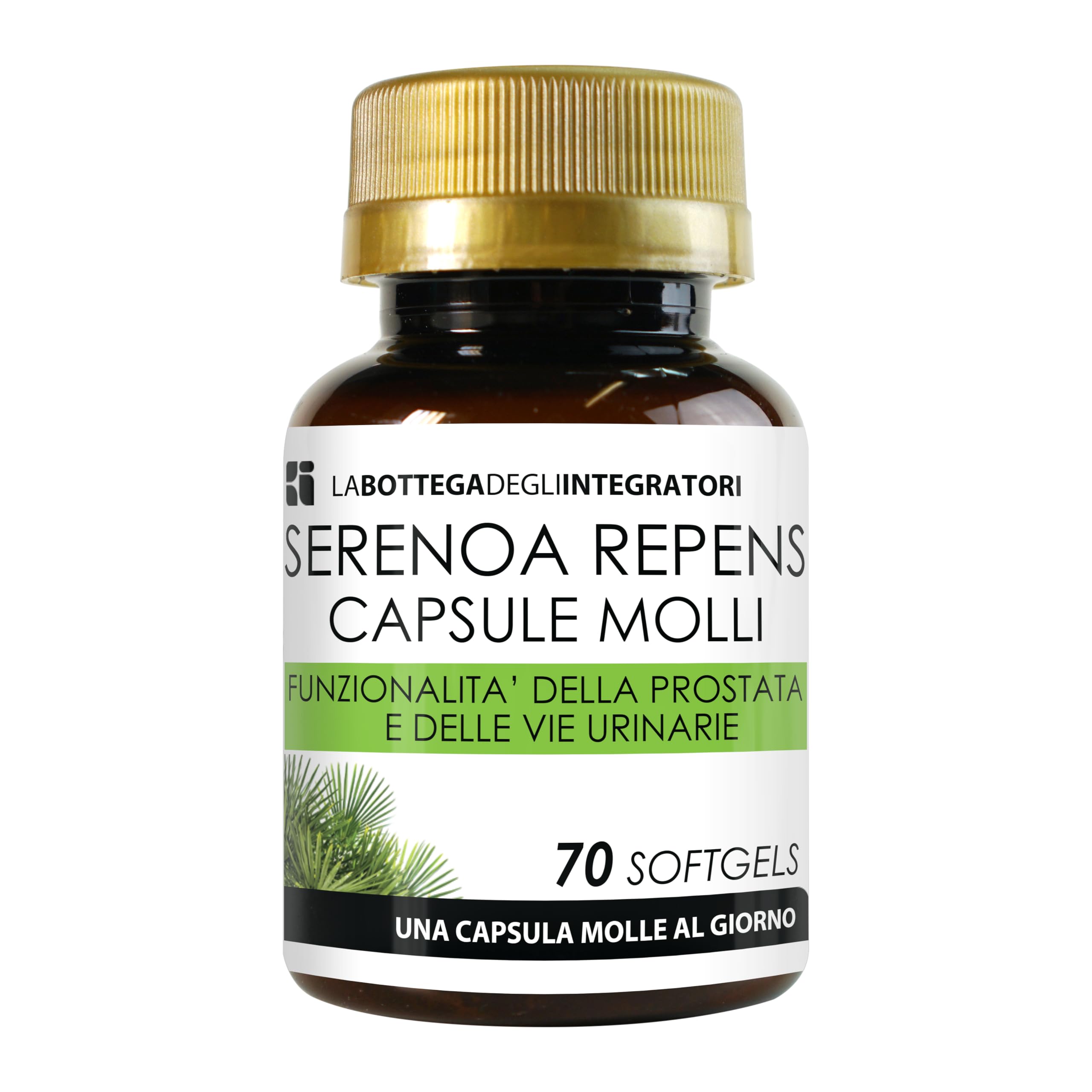 SERENOA REPENS 320 MG TITOLATO AL 90% | 70 SOFTGELS | CAPSULE MOLLI PER LA PROSTATA E PER LE VIE URINARIE | 1 PERLA AL GIORNO | LA BOTTEGA DEGLI INTEGRATORI (1 Confezione da 70)