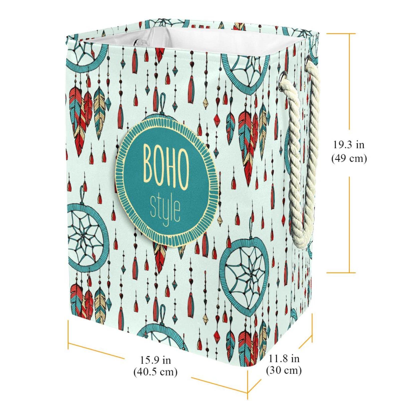 Bohemia Boho indische Traumfänger-Feder, großer Wäschekorb mit robustem Griff, Aufbewahrungskorb für schmutzige Kleidung für Schlafzimmer, Badezimmer, Studentenwohnheim