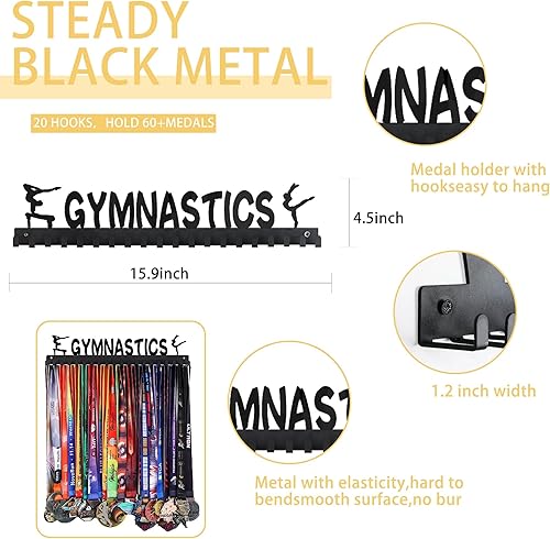 Vista 29 de Goutoports Soporte de exhibición para medallas, She Believed She Could She Did, colgador de pared personalizado para corredor de carreras 06 Gimnasia