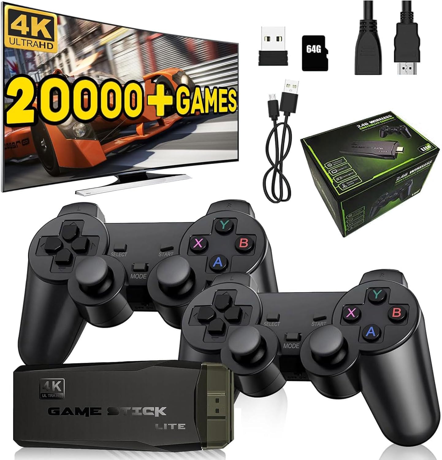 (New 2024 TV HDMI 20,000 Game+ Edition) Video Games for Kids 5 to 20 Years 64G Video Game for Kids 4K HD Classic Games Console, 9 Emulator Console, HDMI Output TV Video Game Console for Kids (B0D4ZP7S8F) Amazon Price History, Amazon Price Tracker