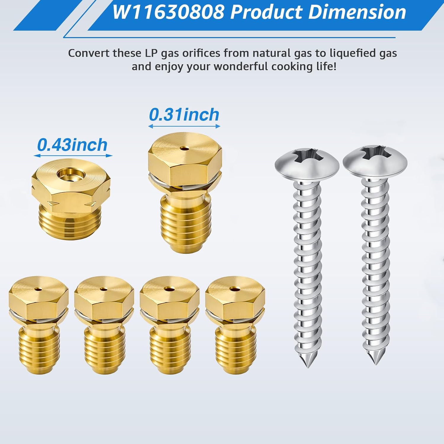 6PCS W11630808 Range Conversion Kit for Whirlpool WFG505M0MW0 WFG505M0MB0 WFG505M0MS0 Gas/Oven Range, Replace for W11517377