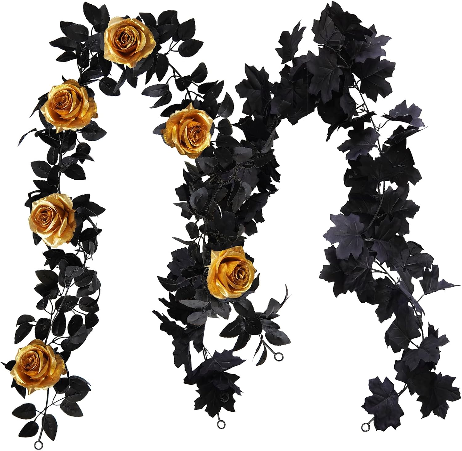 2Pcs Rose Garland 5.74 ft Rose Vines Flower Garland with Eucalyptus Leaf Vines for Table Room Party Office Indoor Outdoor Decor (Red)
