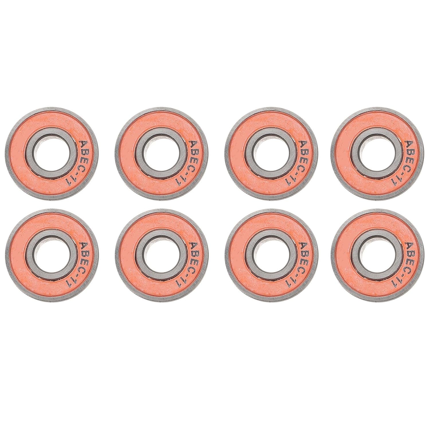 Skateboard Bearings Orange 8pcs Low Friction Carbon Steel Sturdy Structure Longboard Accessories Replacement Parts for Skateboarding