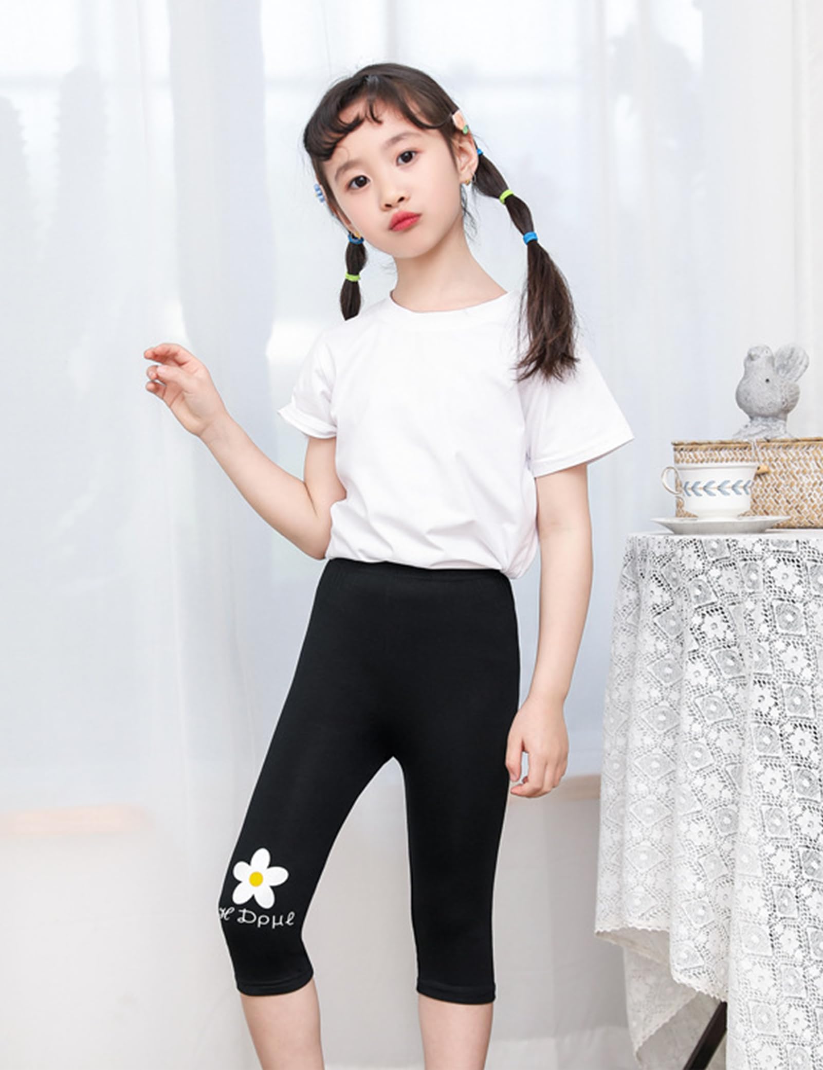 Kiench Mädchen Capri Leggings Kleinkinder Sommer Kurze 3/4 Capri-Hosen Shorts 8er-Pack