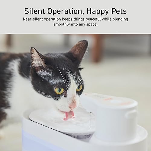 Miniatura 5 de ELECOM Fuente de agua automática silenciosa inalámbrica para mascotas, capacidad de 2.5 litros, sensor de movimiento y modo temporizador, batería