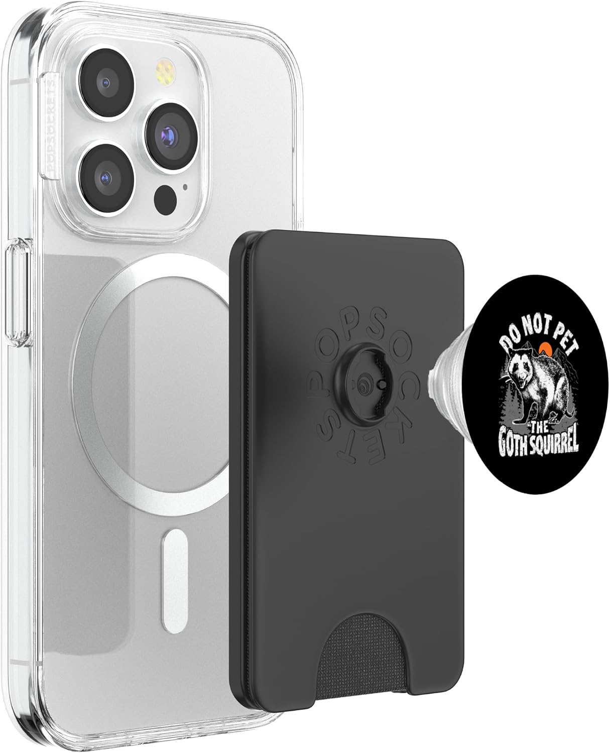 Possum Do not Pet The Goth Squirrel Opossum Funny PopSockets PopWallet for MagSafe image 3