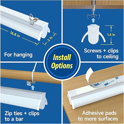 Miniatura 10 de Luces de cultivo T5 para inicio de semillas, 16 pulgadas de largo, 2 unidades (10 W x 2) barra de luz LED de espectro completo con reflectores para