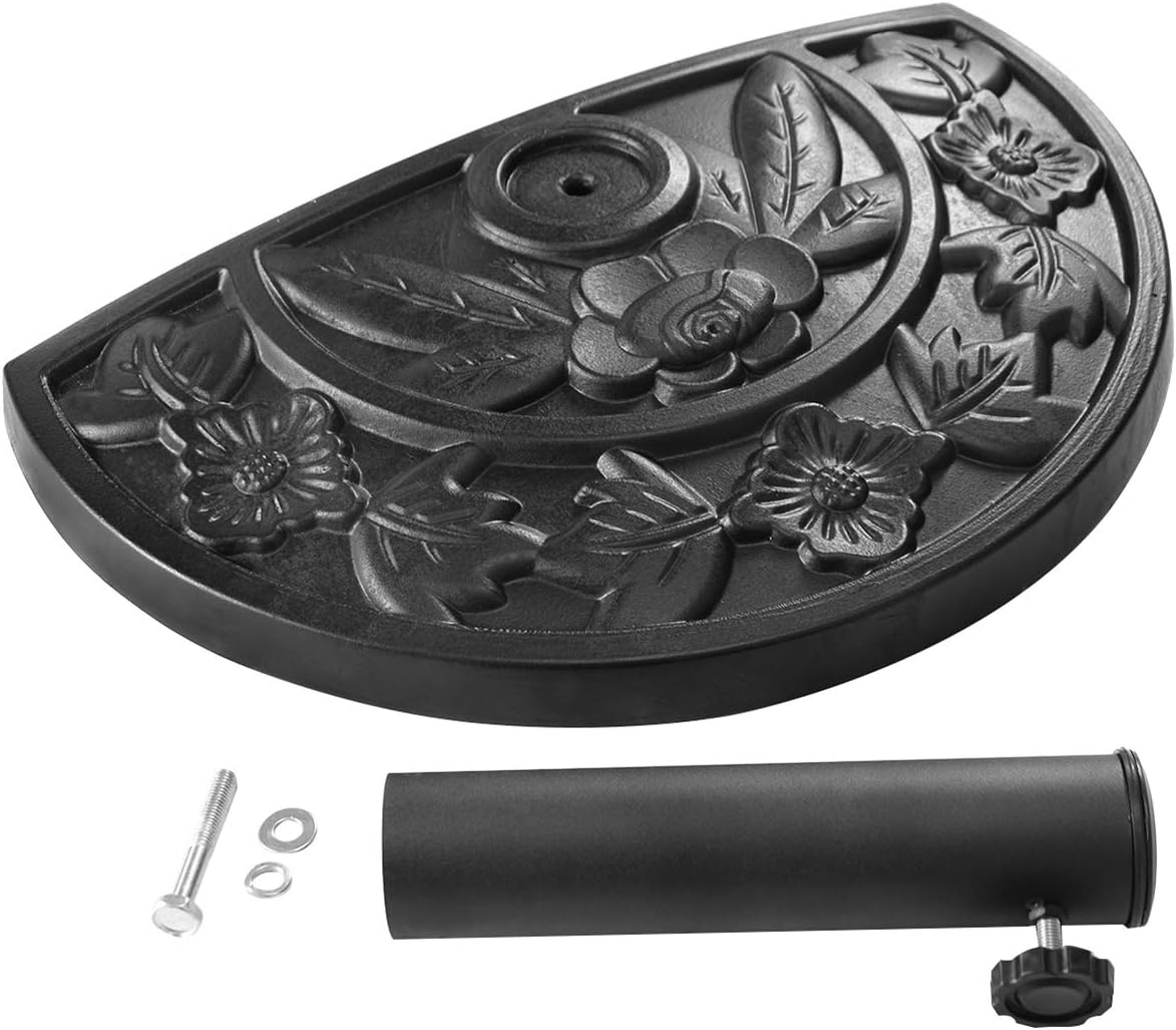 Giantex 20" Outdoor Patio Half Round Umbrella Base Stand Black W/ 9Ft Half Round Umbrella (Stand)