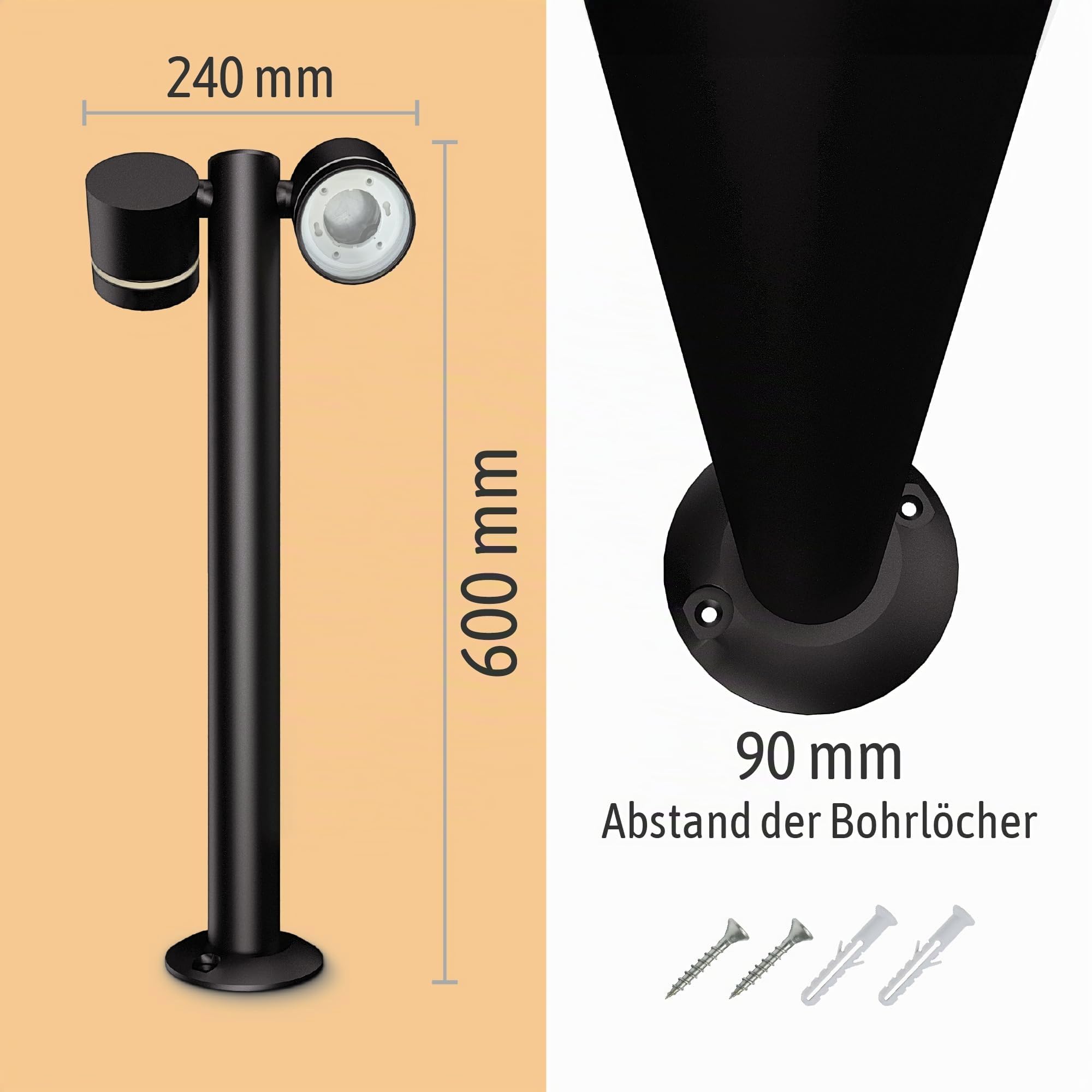 SSC-LUXon ULICA Outdoor Standleuchte mit 2x Smart Home WLAN RGB LEDs GX53 5W - Pollerlampe schwenkbar per App & Sprache steuerbar