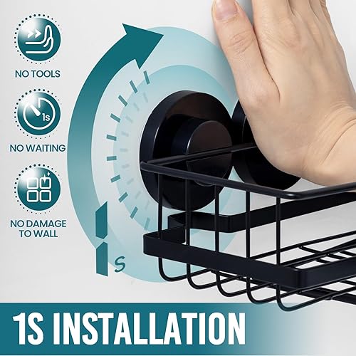 Miniatura 2 de TAILI Paquete de 2 organizadores de ducha con ventosa adaptables a las esquinas, estantes de ducha esquineros inoxidables de acero inoxidable, gran