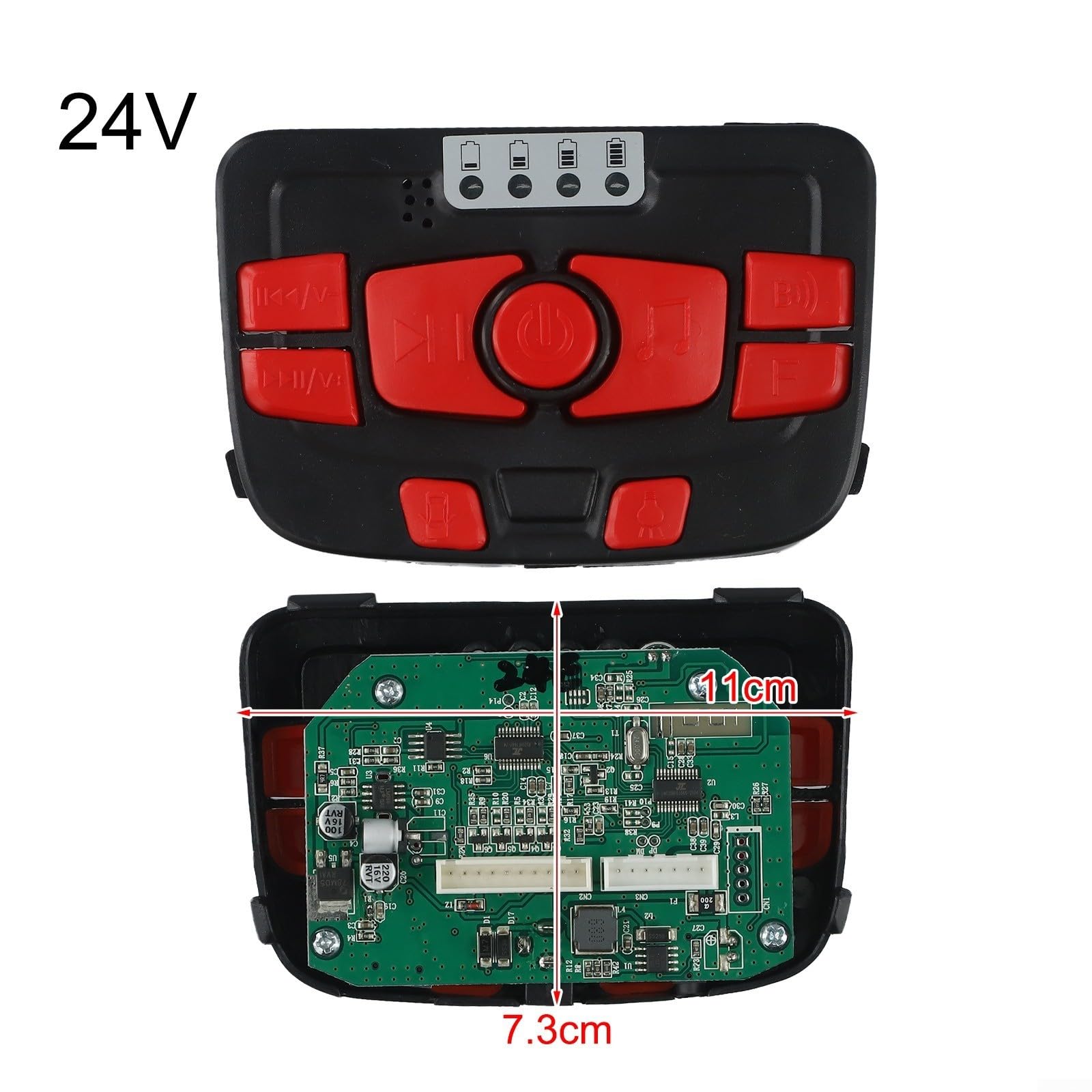 Panel de control de coche para niños de 12 V, consola central multifuncional con música, narración de historias y ajuste de velocidad para carro de bebé eléctrico de 12 V/24 V (A 24 V)