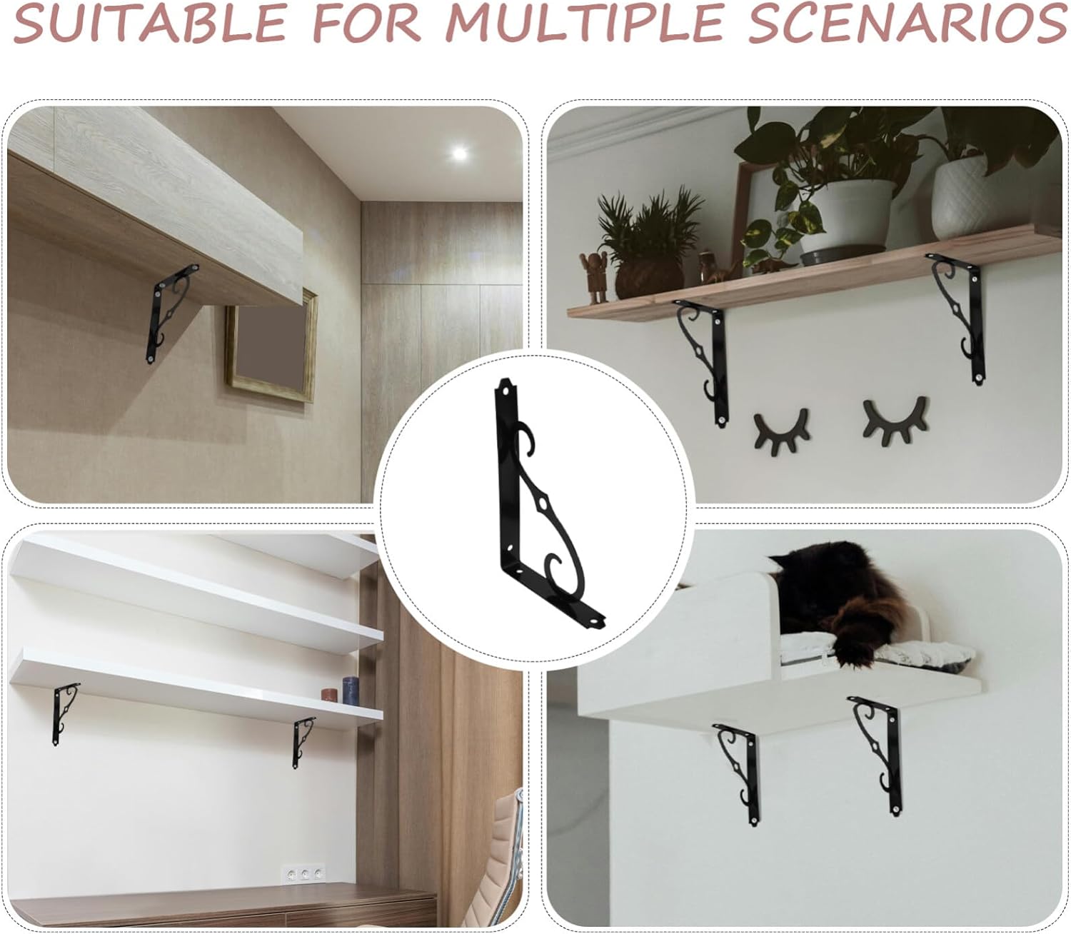 Uonlytech 6pcs Heavy Duty Shelf Brackets for Wall-Mounted Floating Shelves Decorative Support Matte Finish for Bookshelves and More