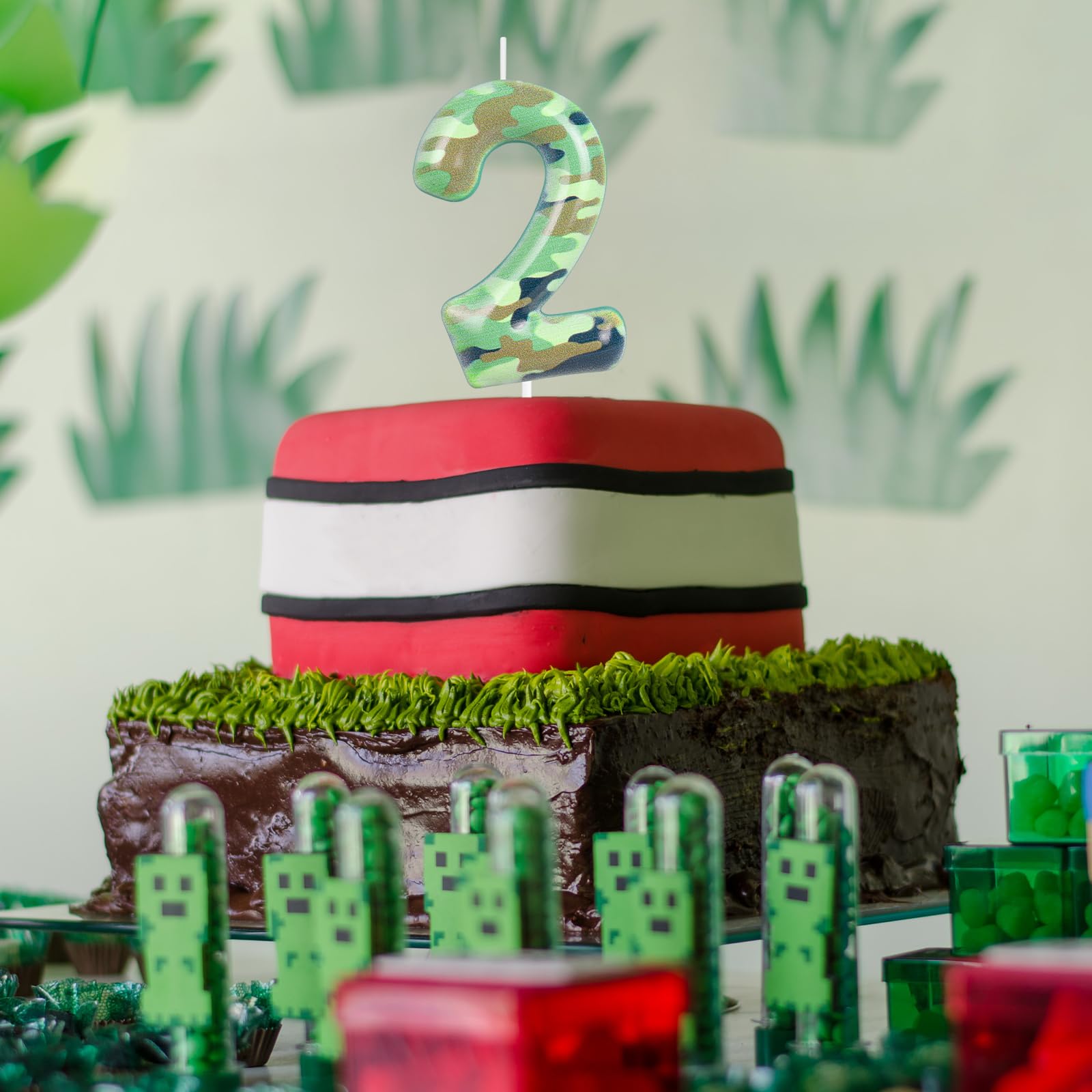 Velas de camuflaje para cumpleaños número 11, vela con temática del ejército, decoración para tartas de cumpleaños, decoración de pastel de camuflaje para fiesta de cumpleaños número 11, decoración de