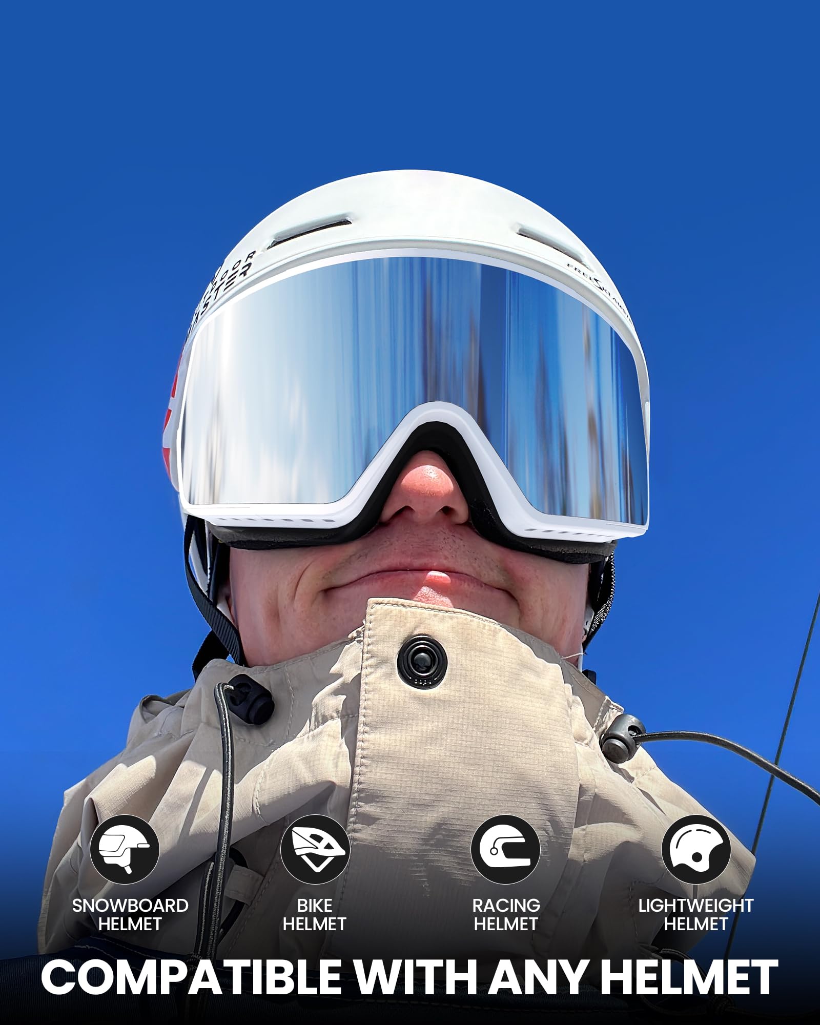 SNOWER Occhiali da sci – Occhiali da neve HD OTG con protezione UV400, occhiali da snowboard per uomo, donna e ragazzi