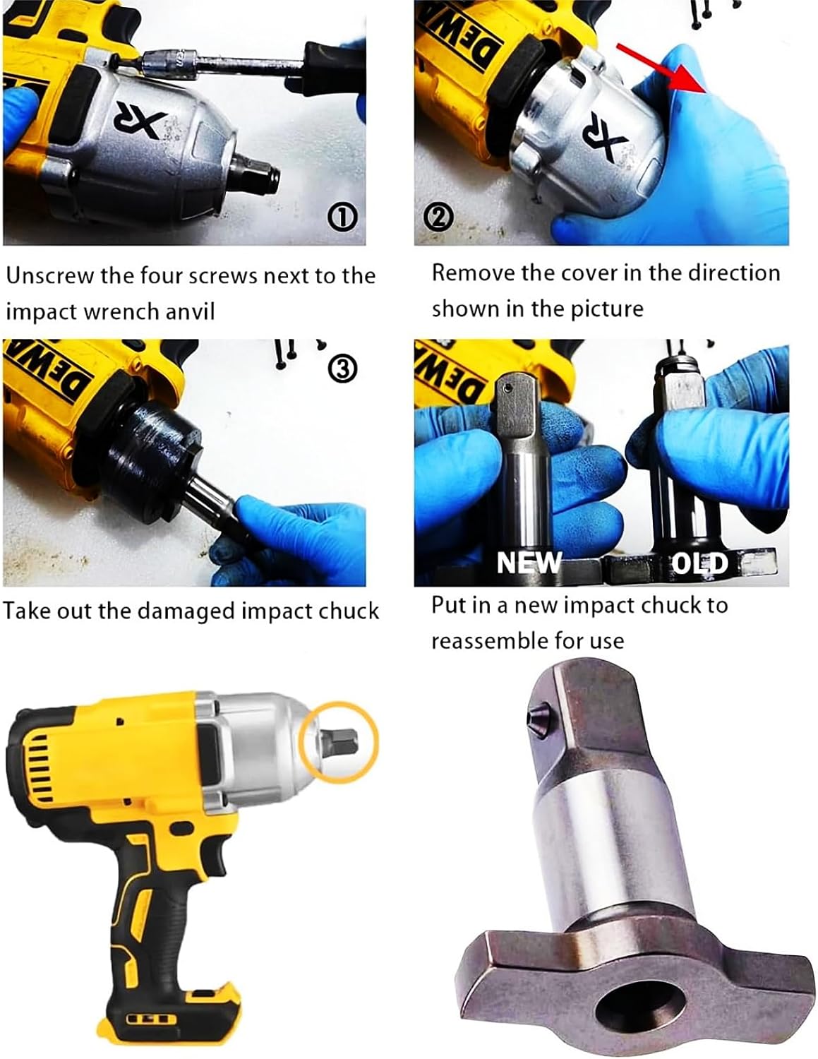N866410 N851276 N880093 for DCF899 DCF899B DCF899M1 DCF899P1 DCF899P2 type 4 generations Impact Wrench, chuck Replacement,Detent Pin Anvil,Driver Spindle Hammer Block (2-Pack)
