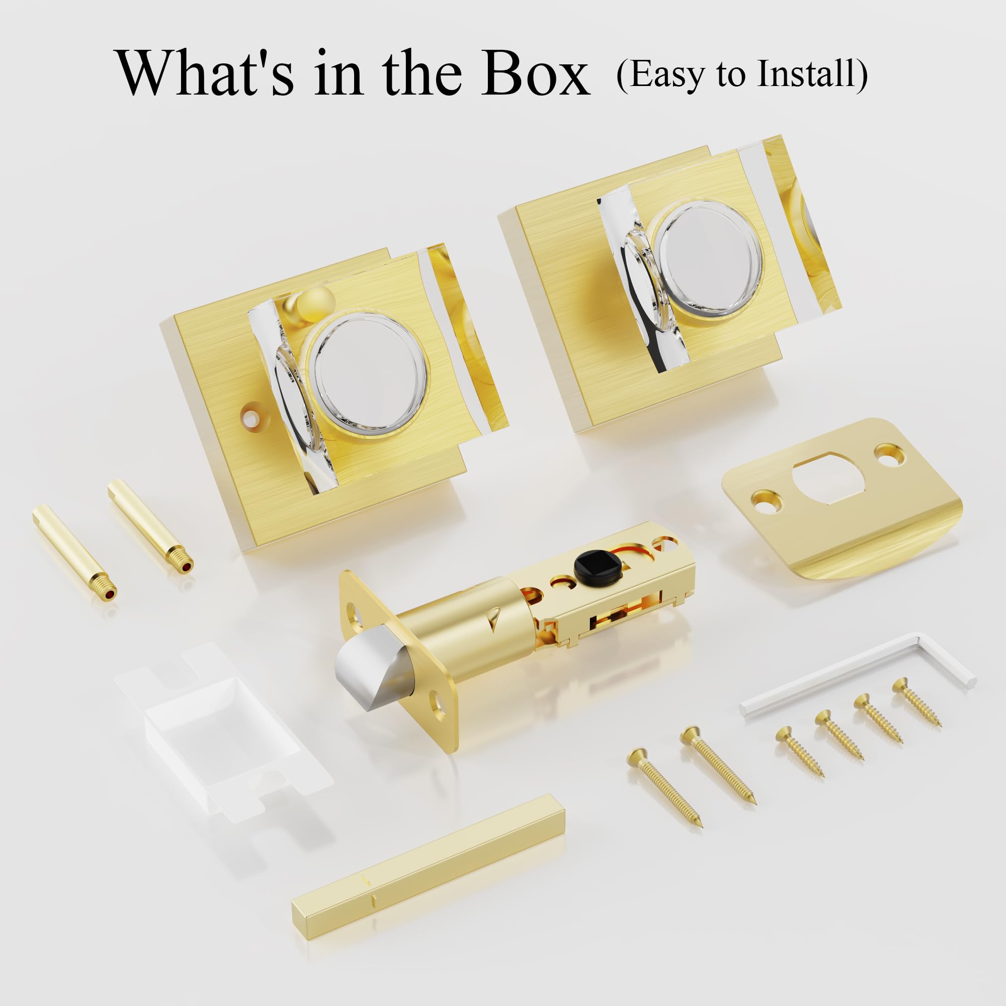 Brushed Gold Door Knobs - Crystal & Modern Design -6