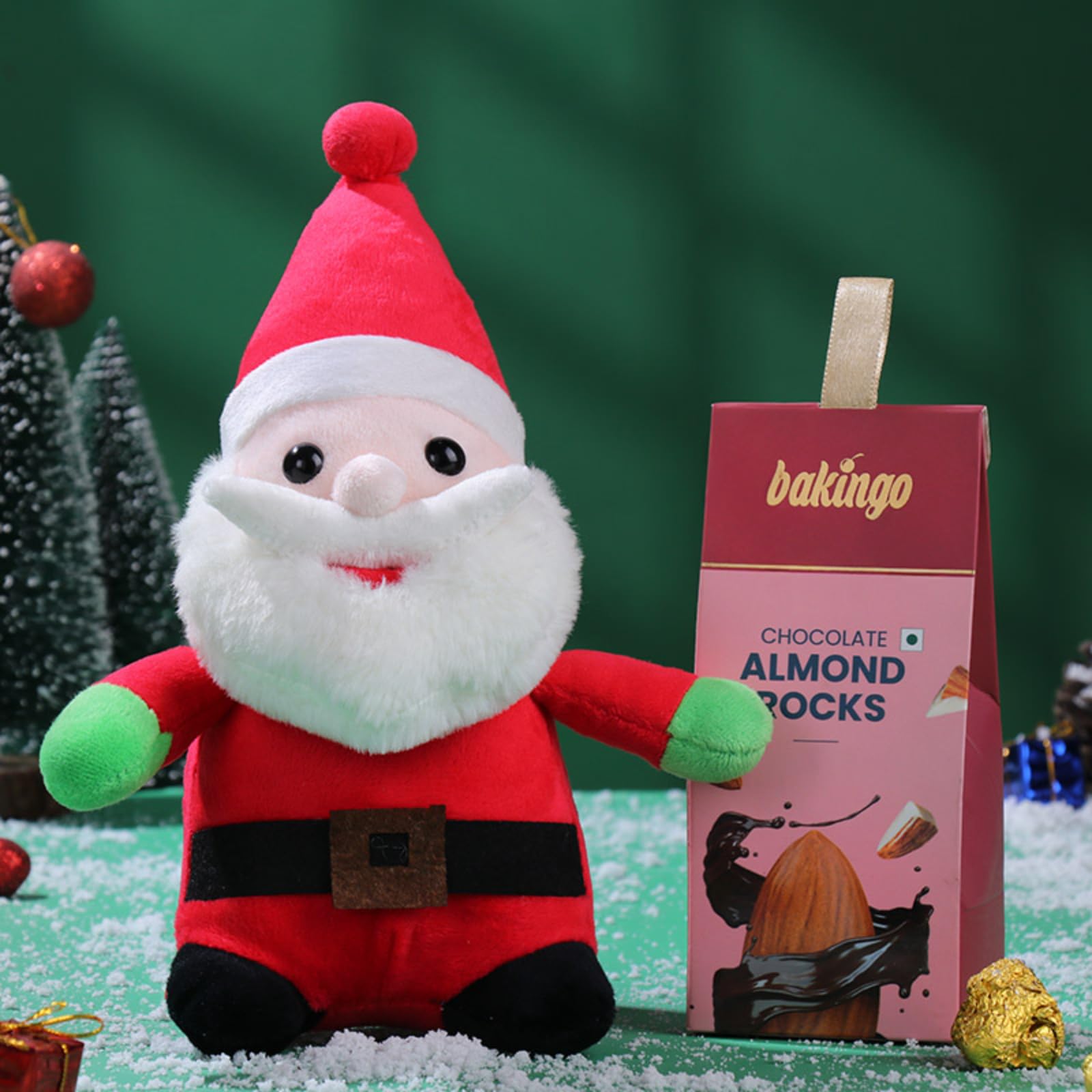 Floweraura Premium Santa Claus Soft Toy With Almonds Rock