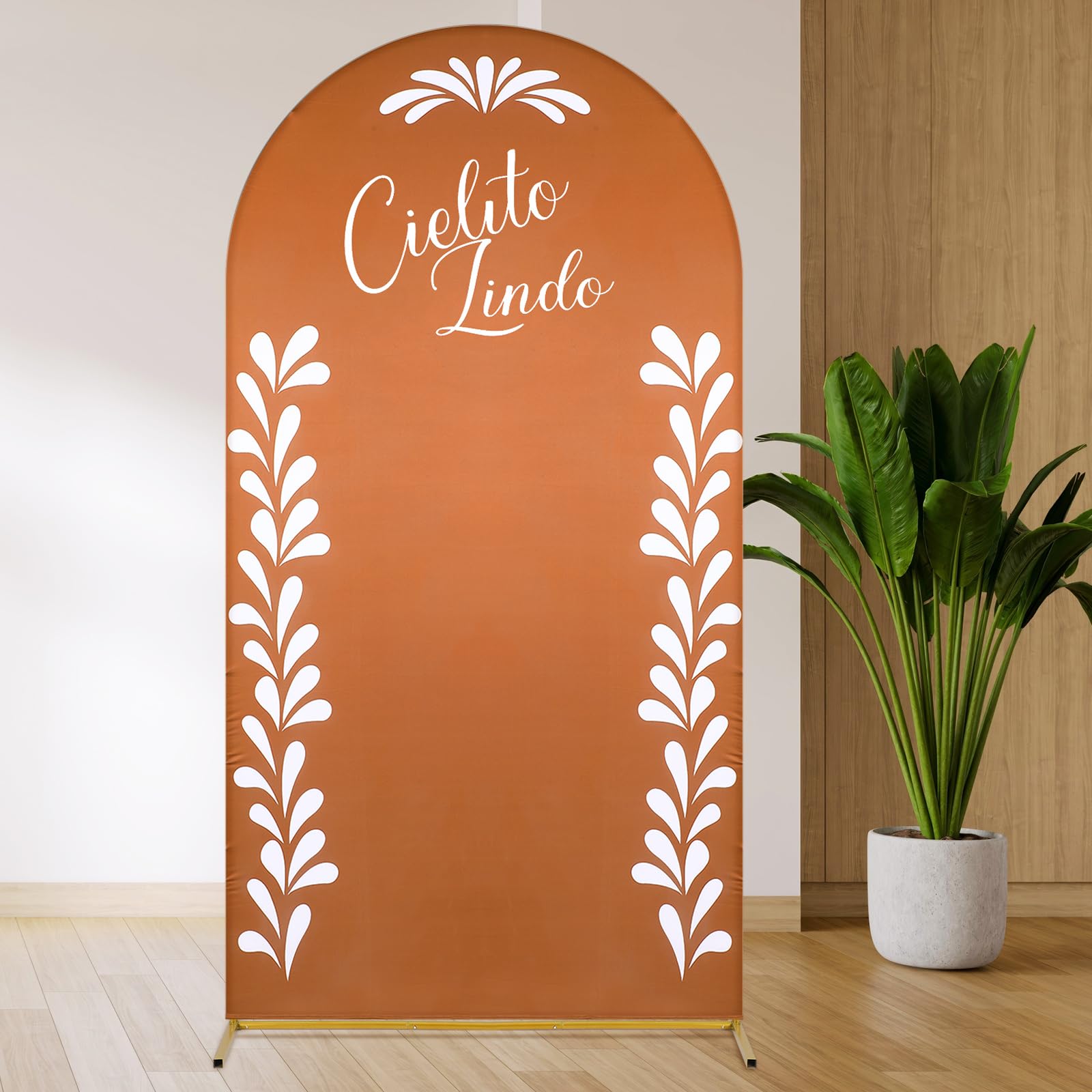 FuWeave Mexican Talavera Arch Stand Covers Wedding Cielito Lindo Backdrop Round Top Arch Cover Fabric for Mexico Party Baby Shower Stand Decoration 4