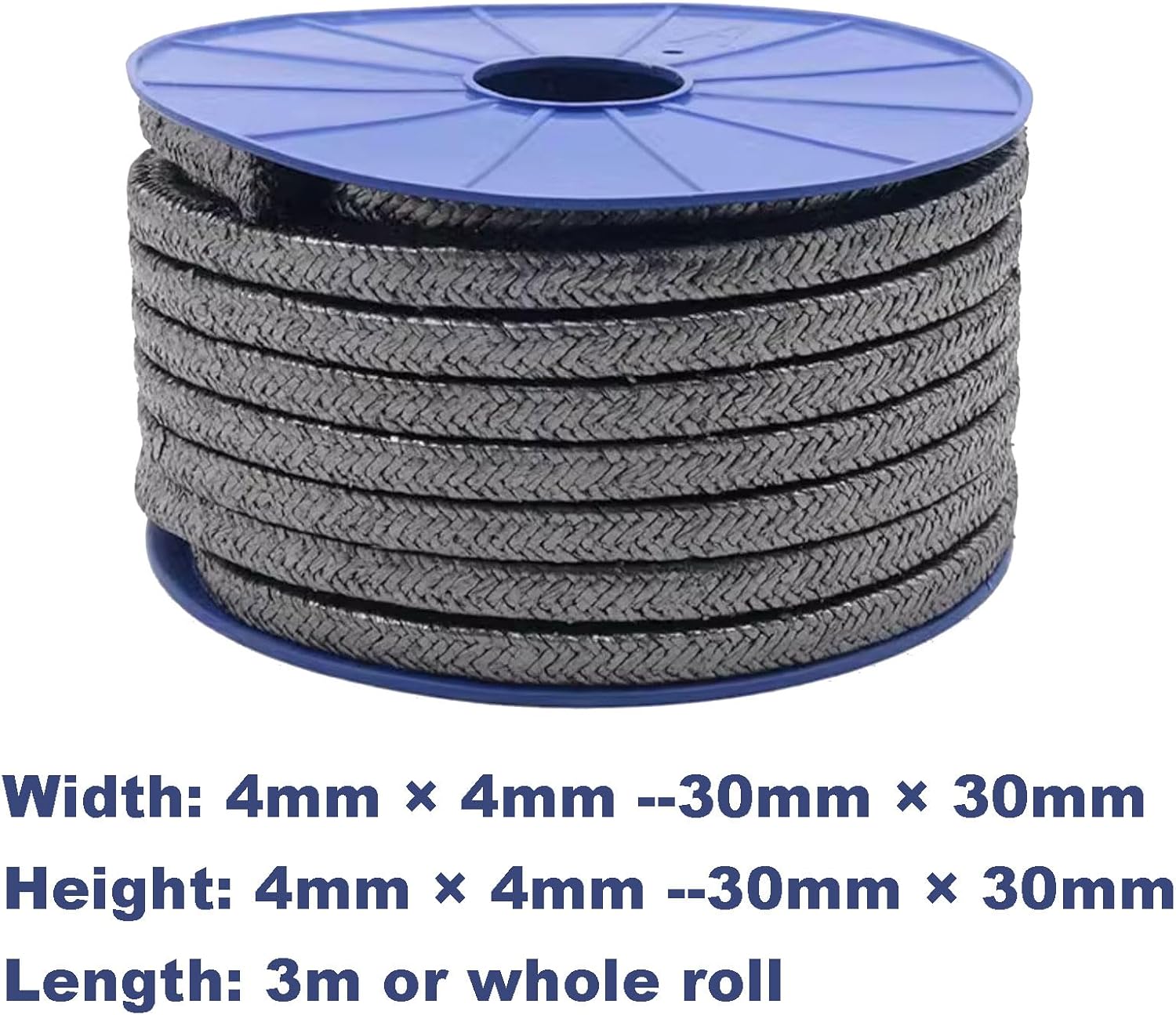 Expanded Flexible Graphite Braided Packing Class A Pump Valve Packing Mechanical Seal Packing Waterproof and Anti-Corrosion for Pump Gland Or Valve Stem(Size:8×8mm,Color:Length: Full Spool)