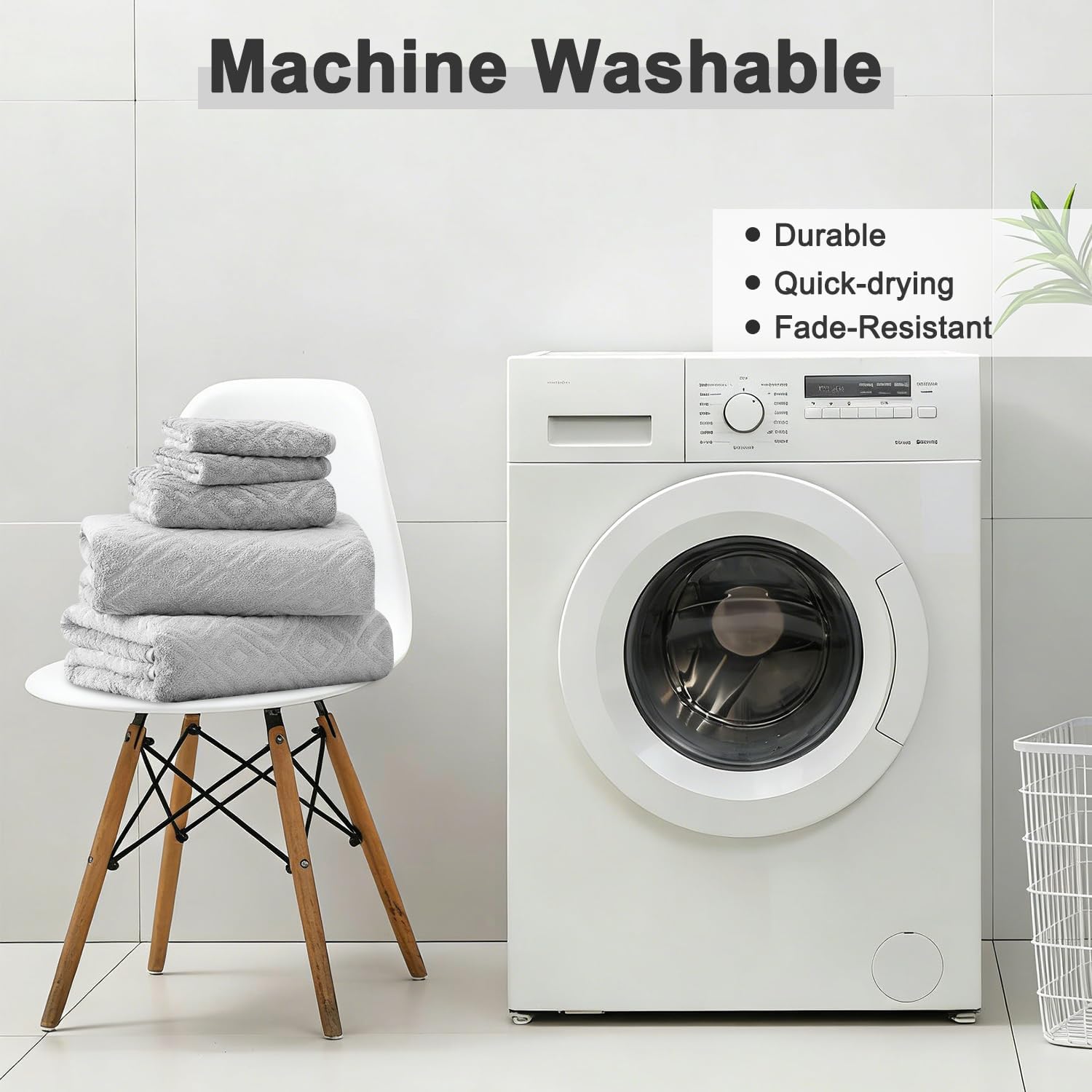 Jarson 12 Pieces Bath Towel Set Soft, Light Grey - Quick Dry Family Towels for Bath, Highly Absorbent Towel Set for Hotel-4 Luxury Bath Towels, 4 Hand Towels & 4 Washcloths for Bathroom