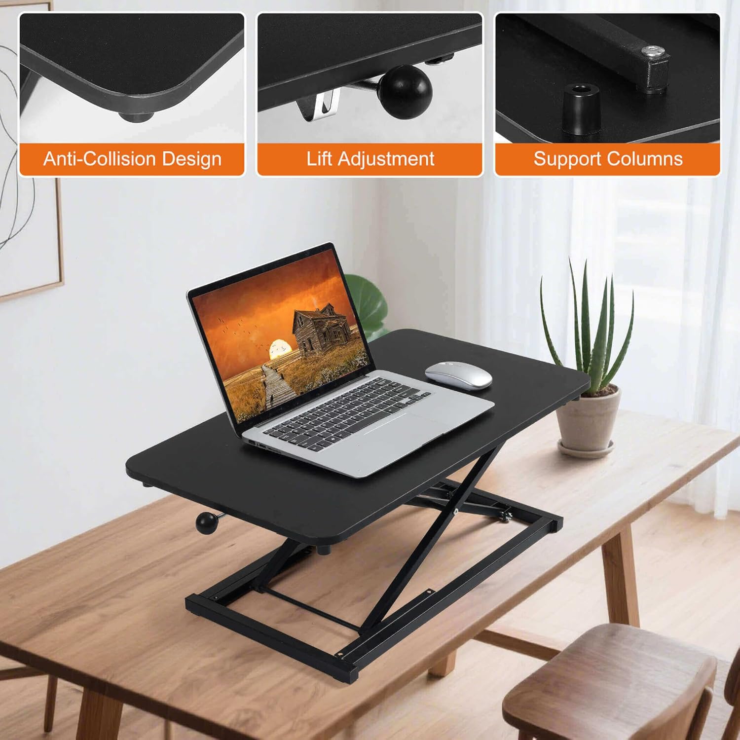 Height Adjustable Standing Desk Converter for Ergonomic Sit Stand Workstations Size 23.62X13.38 inch