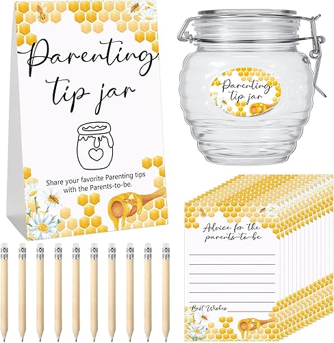 Roowest Tarjetas de consejos de baby shower para los nuevos padres que lo serán - Juego de jarra de consejos para nuevos padres 60 tarjetas de