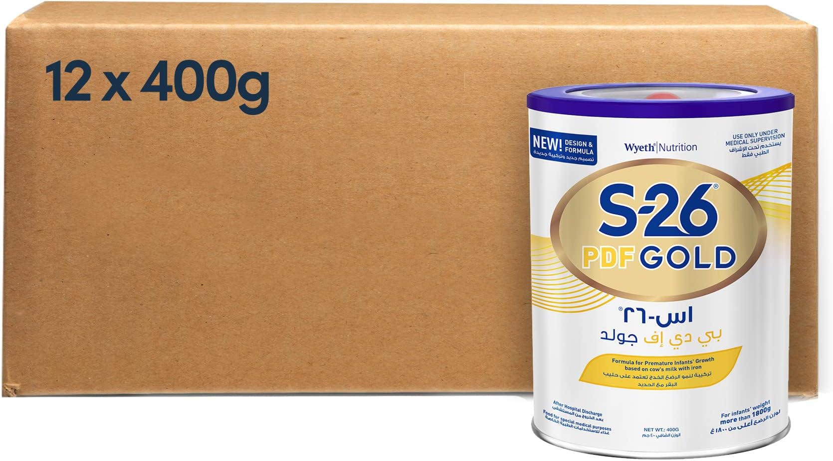 S26 Nestle S 26 Wyeth Nutrition Pdf Gold Post Discharge Formula Milk Based From 0 6 Months, 400g Pack of 12